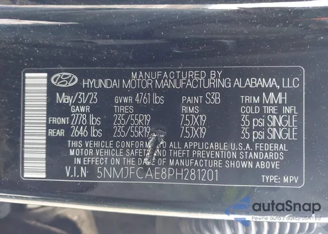 2023 Hyundai Tucson Sel from USA, damaged, VIN 5NMJFCAE8PH281201